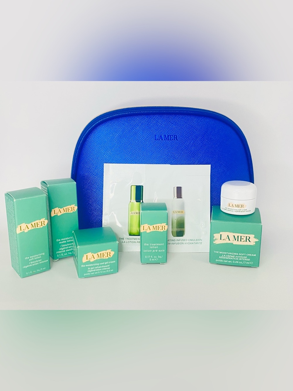 ✨LAST SET✨7 pc w/bonus La Mer On the go Skincare including logo cosmetic bag